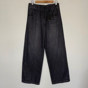 Oat New York High Rise Wide Leg Baggy Jeans Women's 29 Black Cotton